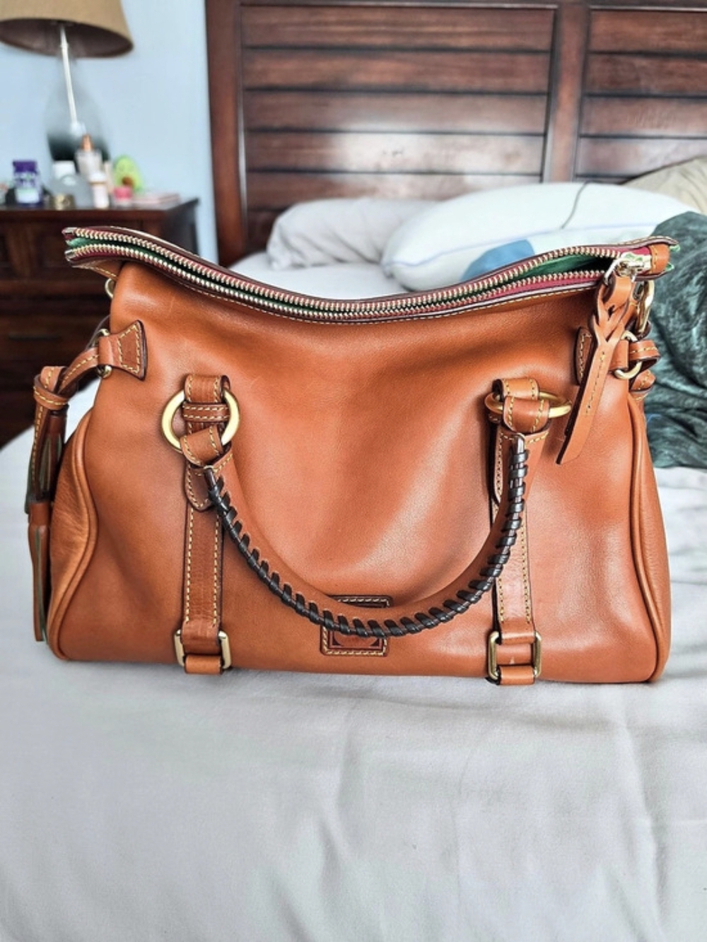 Dooney & Bourke Florentine Large Satchel In Tan
